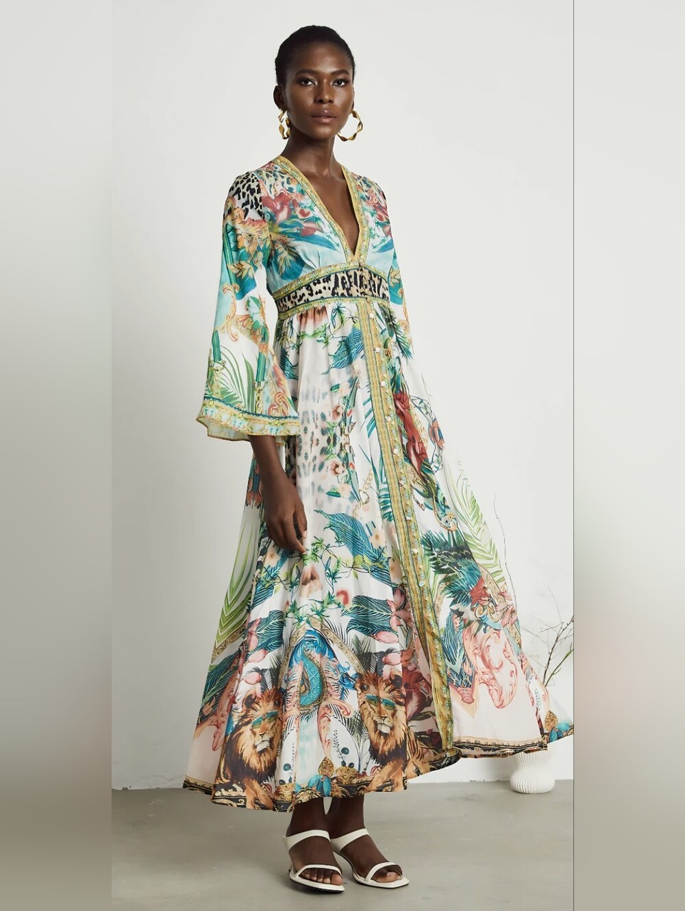 Miss Rosier Tropical Floral Maxi Dress/Kimono Size Large - Picture 13 of 16